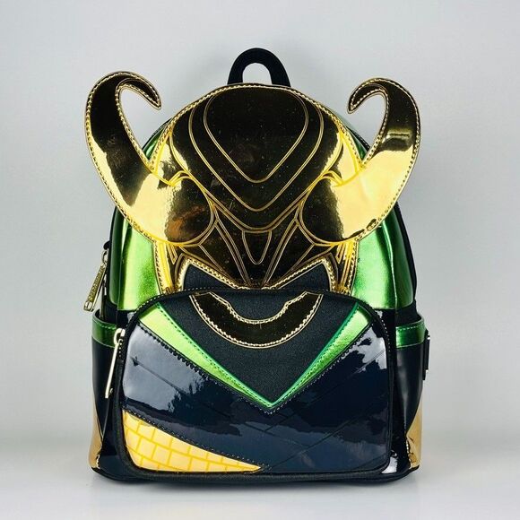 Loungefly Marvel Loki Mini Backpack Metallic Cosplay Villain Infinity Saga Bag - Picture 1 of 7
